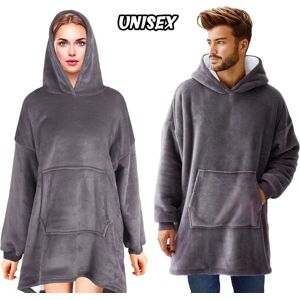 DENNY INT LTD (GREY) Oversized Hoodie Blanket Soft Long Plush Sherpa Fleece Giant Hooded Sweat