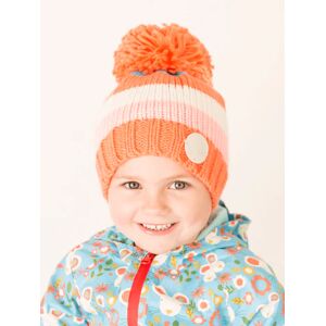 Outlet Blade & Rose   Coral and Cream Striped Bobble Hat