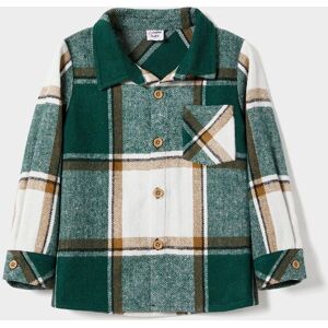 PatPat Christmas Family Matching Casual Grid/Houndstooth Long-sleeve Tops & Belted Dresses Sets  - Dark Green