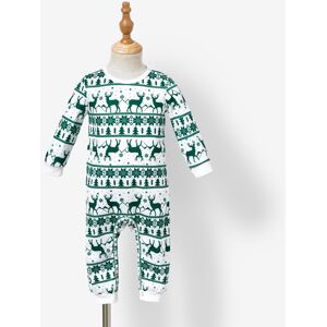 PatPat Christmas Family Matching Green Festival Theme Print Tops and Mesh Splicing Dresses Sets  - Green