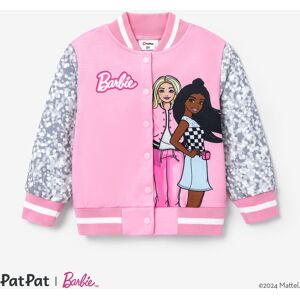 PatPat Barbie Toddler/Kids Girls Naia™ Letter Print Colorblock Lightweight Bomber Jacket  - Pink