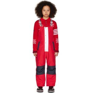 Thom Browne Kids Red & Navy Fun-Mix Down Ski Overalls  - Rwbwht 960 - Size: 4Y - unisex