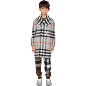 Burberry Kids Gray Check Coat  - COOLCHRCOALGRY IP CH - Size: 10Y - unisex