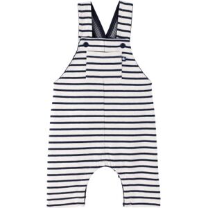 Petit Bateau Baby White & Navy Striped Overalls  - 01 Marshmallow/Smoke - Size: 12M - unisex