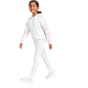 adidas Originals Girls Hooded Tracksuit Trefoil Repeat Hoodie Leggings Set Marl Grey HR6596 New (UK, Age, 6 Years, 7 Years, Regular)