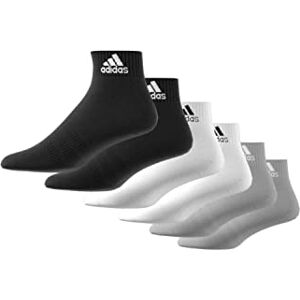 adidas Unisex Kids Thin and Light Sportswear Ankle Socks 6 Pairs, Medium Grey Heather/White/Black, 7-8 Years