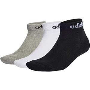 adidas Unisex Kids Linear Ankle Cushioned Socks 3 Pairs, Medium Grey Heather/White/Black, 5-6 Years