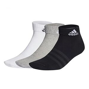 adidas Unisex Kids Thin and Light Ankle Socks 3 Pairs, Medium Grey Heather/White/Black, 5-6 Years