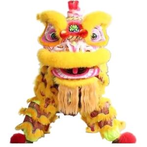 CLENEA Adult 2 Player Party Sport Outdoor Parade Stage Mascot Southern Lion Dancing Clothing Lion Dance Costume (Color : Yellow, Size : Adult)