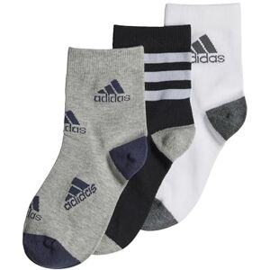 adidas Unisex Kids Graphic Socks 3 Pairs, Black/White/Medium Grey Heather, 5-6 Years