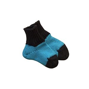 Tevirp Socks 100% Merino Wool Baby Leg Warmers Knitted (12-24 mo, Aqua Blue-Dark Grey)