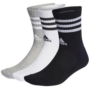 adidas Unisex Kids 3-Stripes Cushioned Crew Socks 3 Pairs, Medium Grey Heather/White/Black/White, 4-5 Years