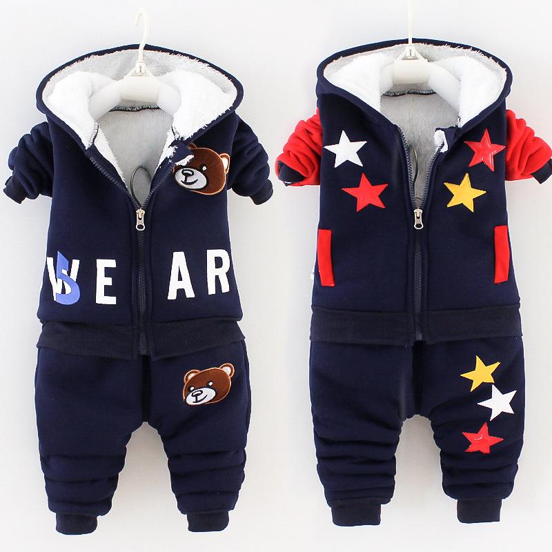Super cobra Boys and Girls Casual Suit Autumn and Winter Thickened Baby Sweatshirt Sweatpants Two-piece Set of Fashionable and Versatile Children's Clothing