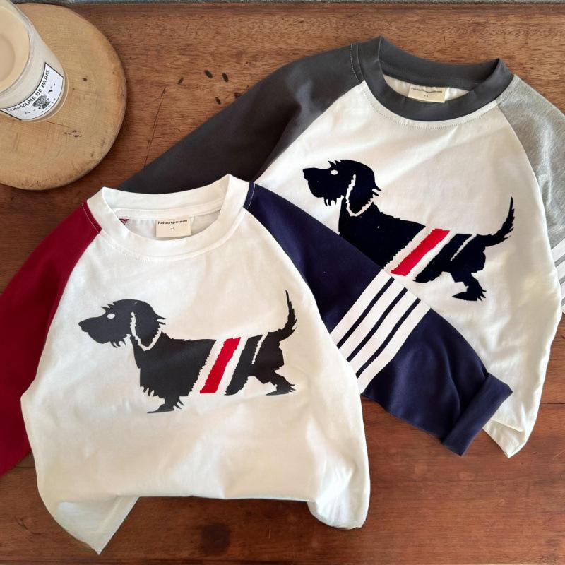 CHIC STUDIO Children's T-shirt Spring Bottoming Shirt Boy's Long-sleeved Korean Style Loose Girl's Top Spring Style Children's Clothing