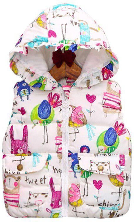 Selfyi Children Clothing Winter Outerwear&Coats Animal Graffiti Thick Princess Girls Vest Hooded Kids Jackets Baby Girl Warm Waistcoat