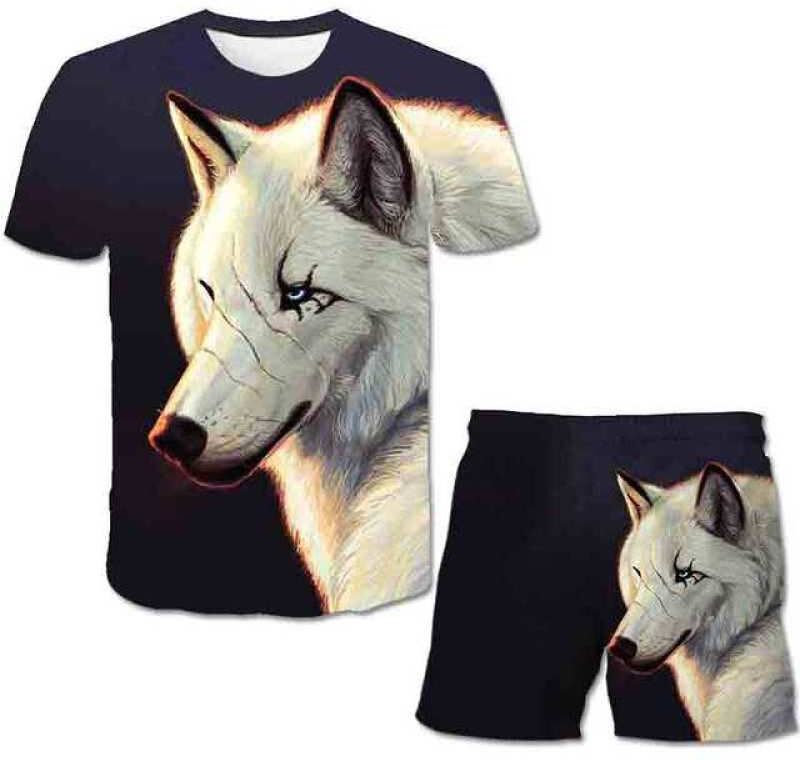 ETST WENDY 011 Wolf Children's Cartoon Clothing Sets Boys Girls 3D Printing T Shirts Short Trousers Clothes Suits Summer Casual Costume Outfits