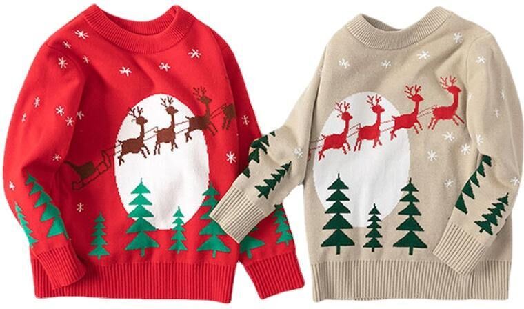 X human Autumn and Winter New Children's Christmas Deer Pullover Sweater Children's Leisure Knitwear Children's Clothing