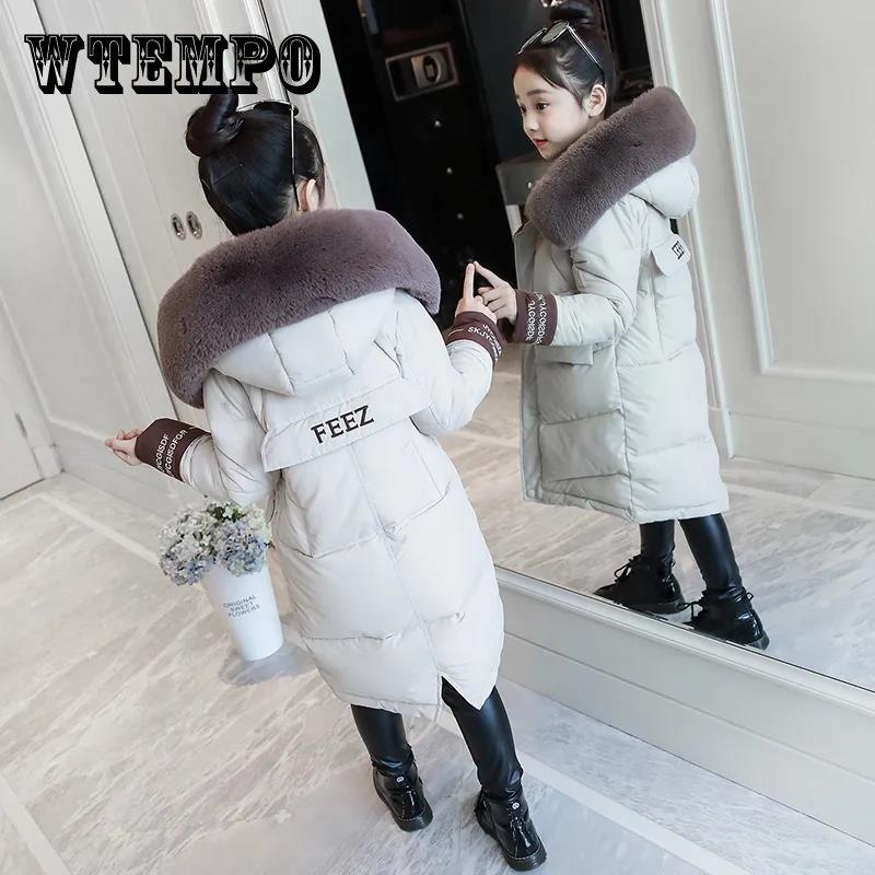 WTEMPO Girls Mid-length Warm Cotton Coat Winter Korean Style Padded Jacket Children's Thick Windproof Cotton Clothing
