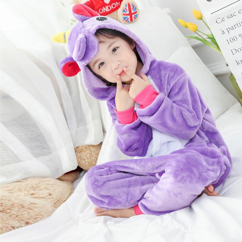 Haicospl Kids Kigurumi Onesie Unicorn Pajamas For Children Animal Cartoon Costume Winter Boy Girl Licorne Jumpsuit