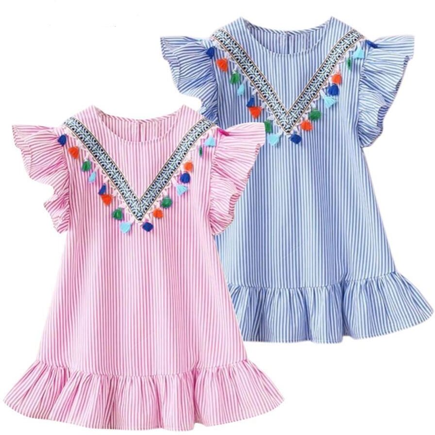 Topzeros New Kids Dresses for Girls Clothes Summer Girl Stripe Princess Dress Toddler Baby Dress Children's Clothing