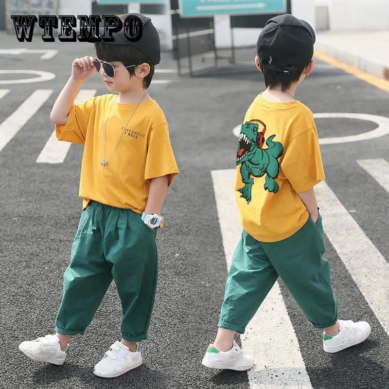 WTEMPO Boys' Suits Children's Clothing Two-piece Suit  Summer Fashion Children's Korean Style Handsome Casual Short-sleeved