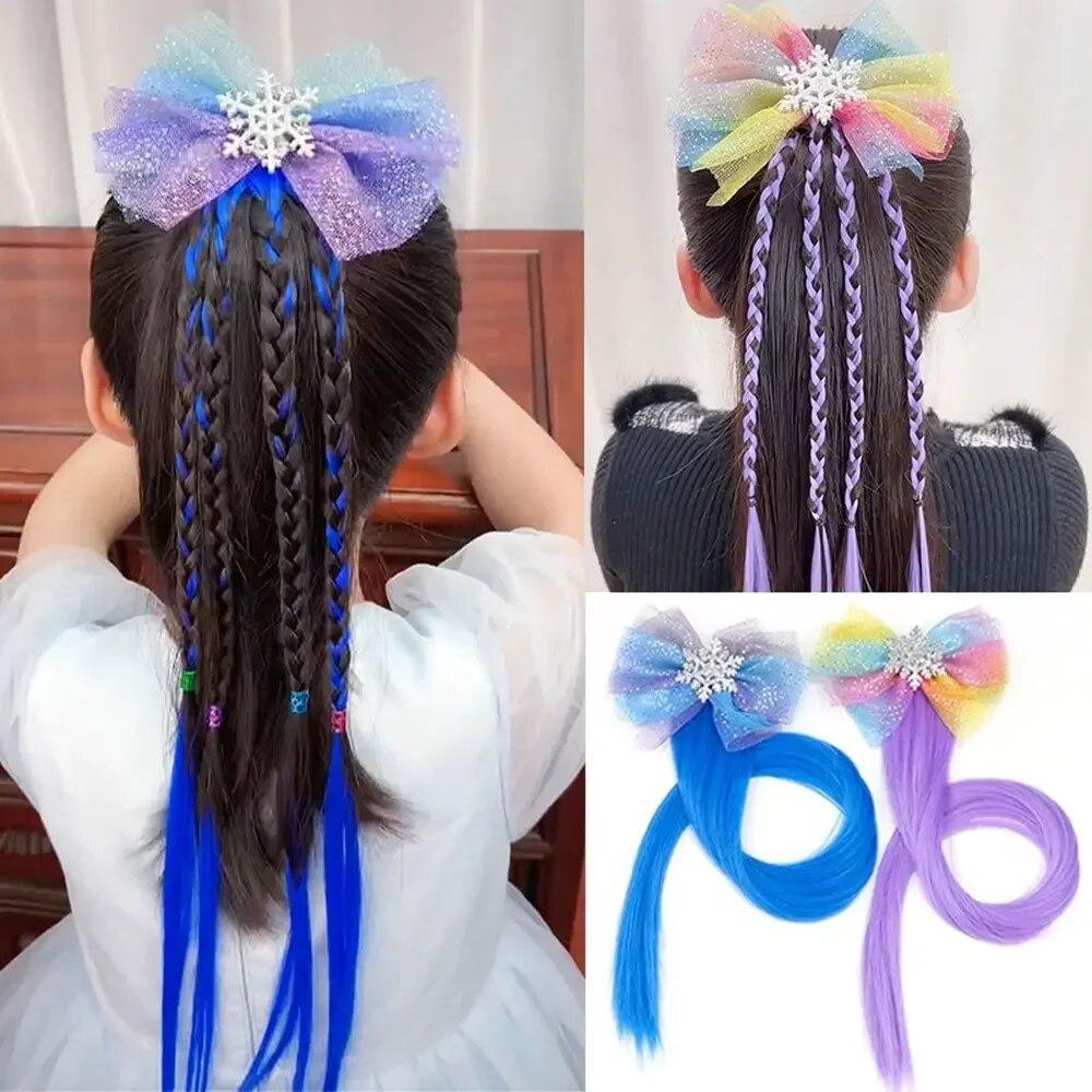 Cheer up-clothing Korean fashion children's girl bowknot braided hair rope gradient headdress girl hair accessories