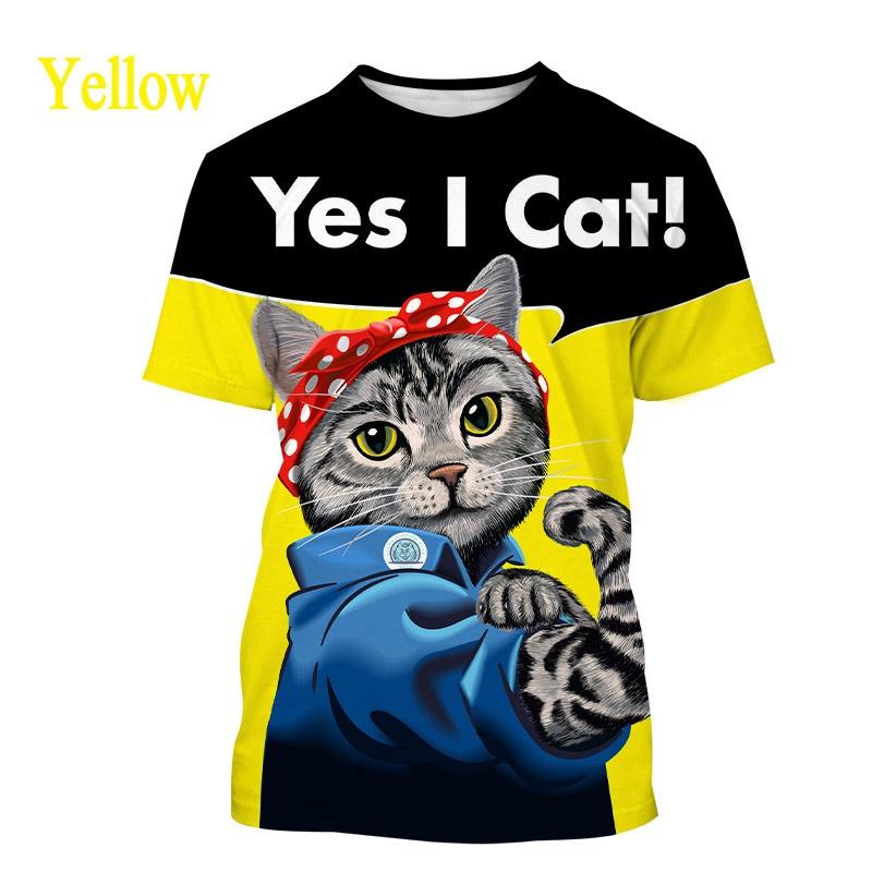 ULao Summer Children's T-shirts Fun Cute Animal Cat 3D Printed Casual Tops O-neck Short Sleeve Kids T-shirts Boys Clothing