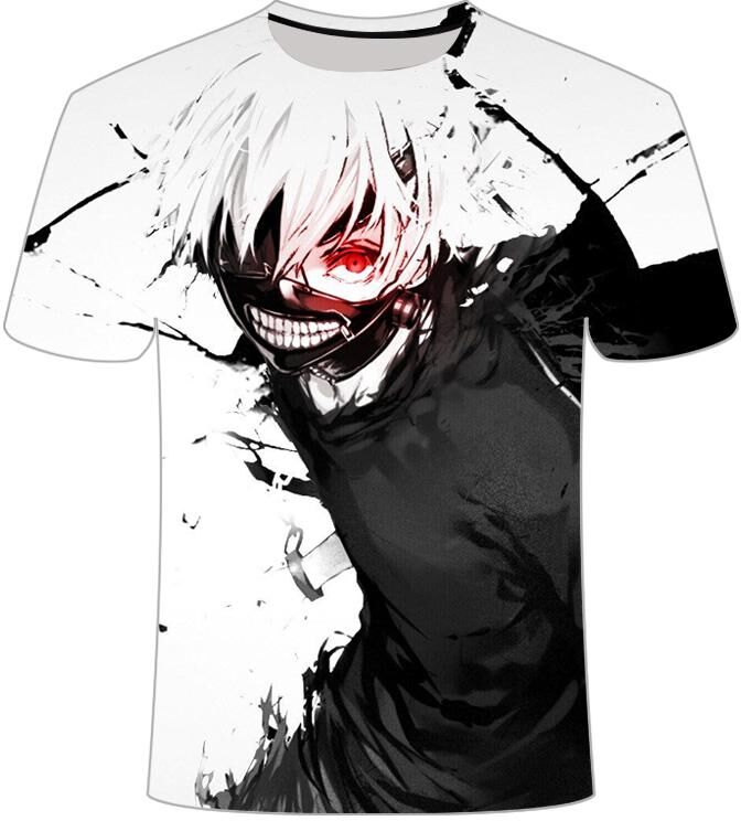 ULao Anime T-shirt for Kids Hip Hop Tokyo Ghoul 3D Print Style Fashion Short Sleeve Tshirts Summer Tops Children's T-shirt Clothing Streetwear