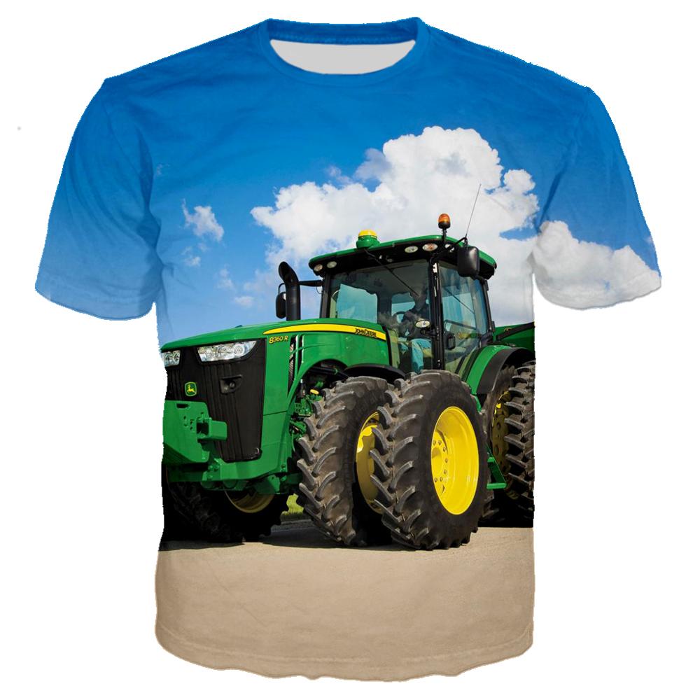 ULao Kawaii 3D Print Car Tractor Kids T Shirt Summer Fashion Cartoon Casual T-shirt Boy Girl Unisex Children's Clothing Tshirt Tops