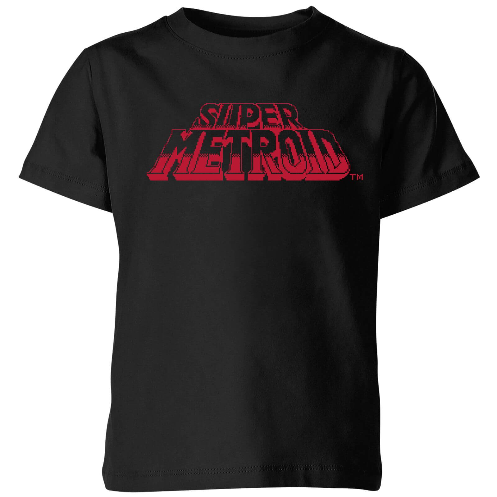 Nintendo Super Metroid Retro Logo Kid's T-Shirt - Black - 9-10 Years - Black