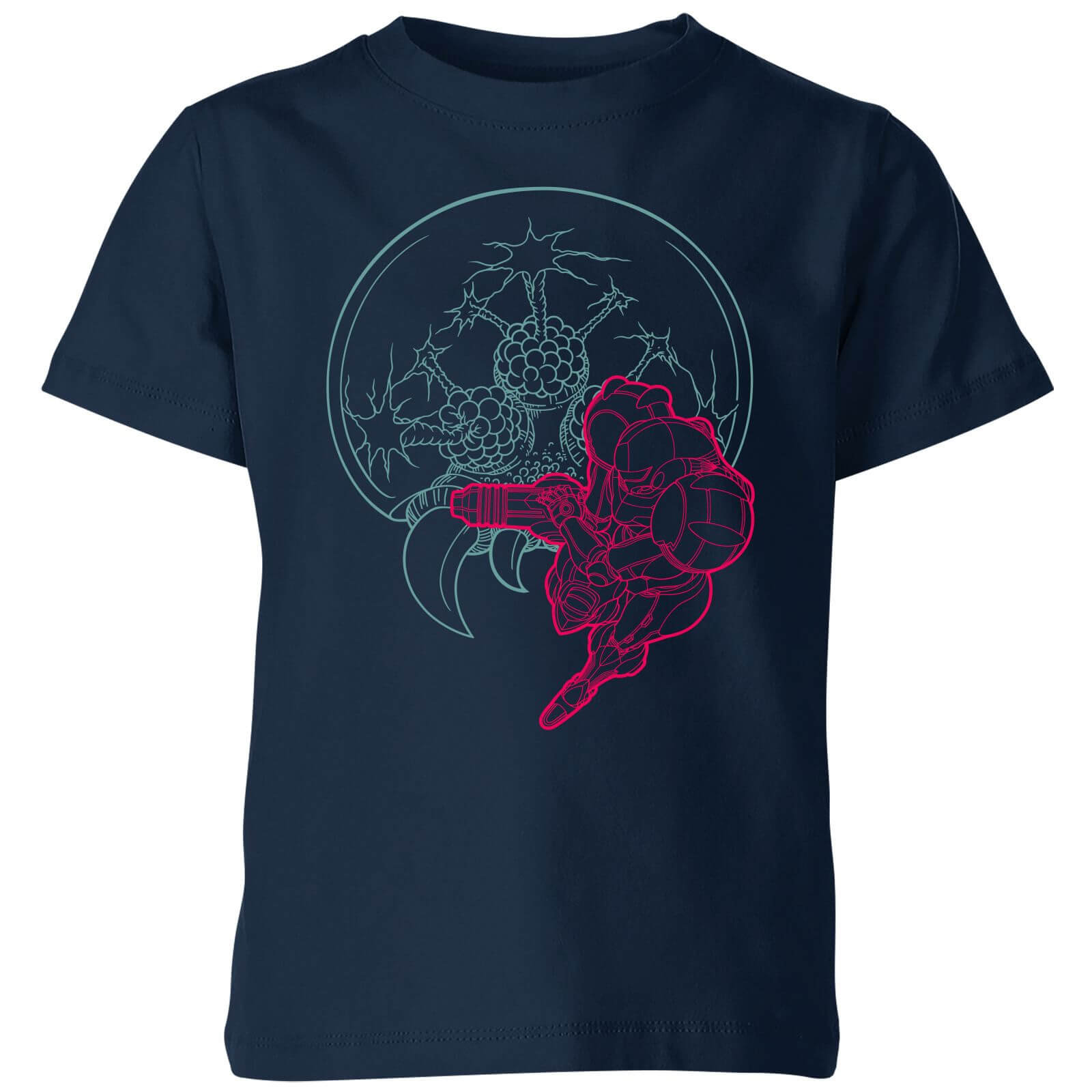 Nintendo Super Metroid Samus And Mother Brain Kid's T-Shirt - Navy - 3-4 Years - Navy