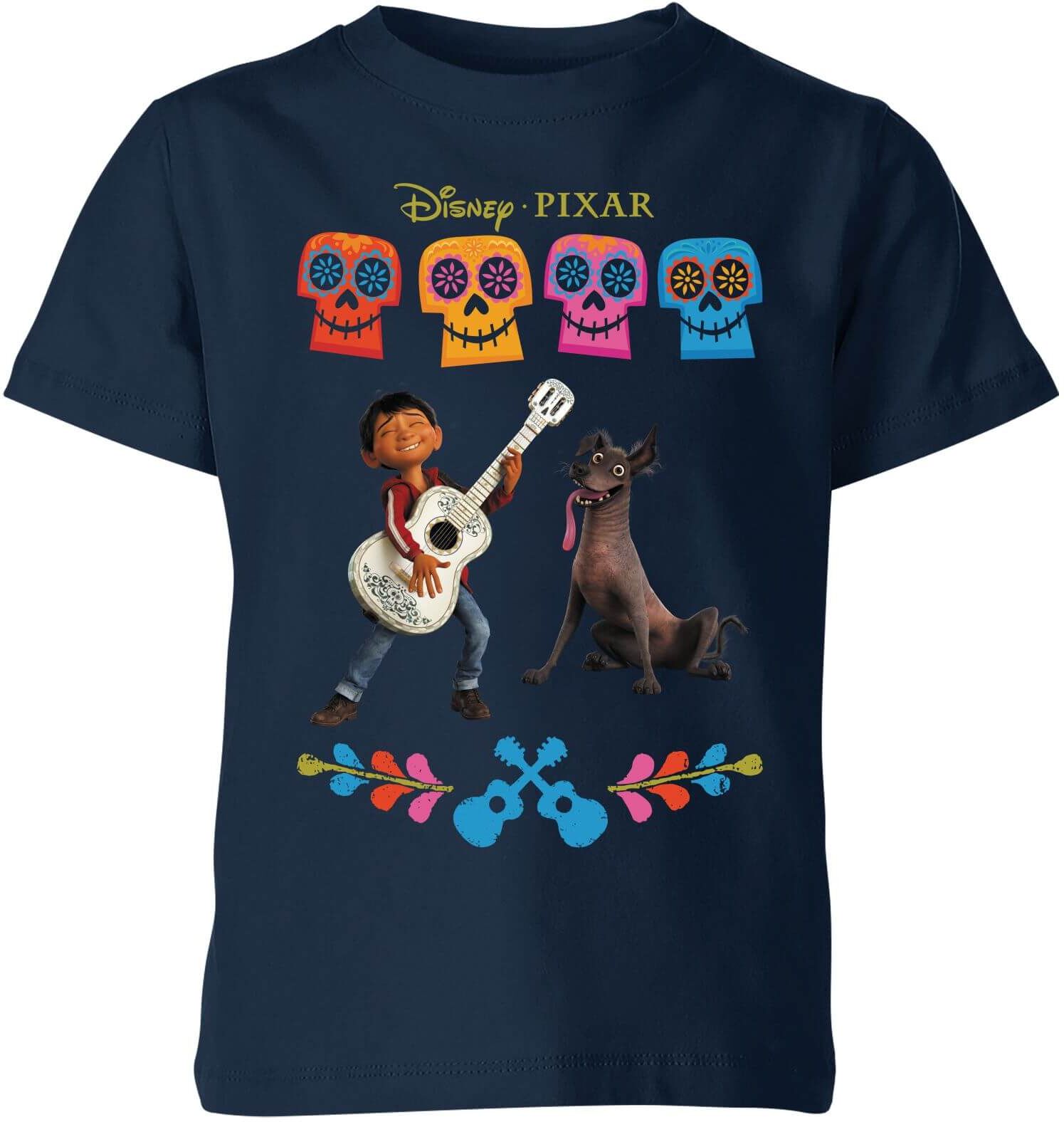 Pixar Coco Miguel Logo Kids' T-Shirt - Navy - 11-12 Years - Navy