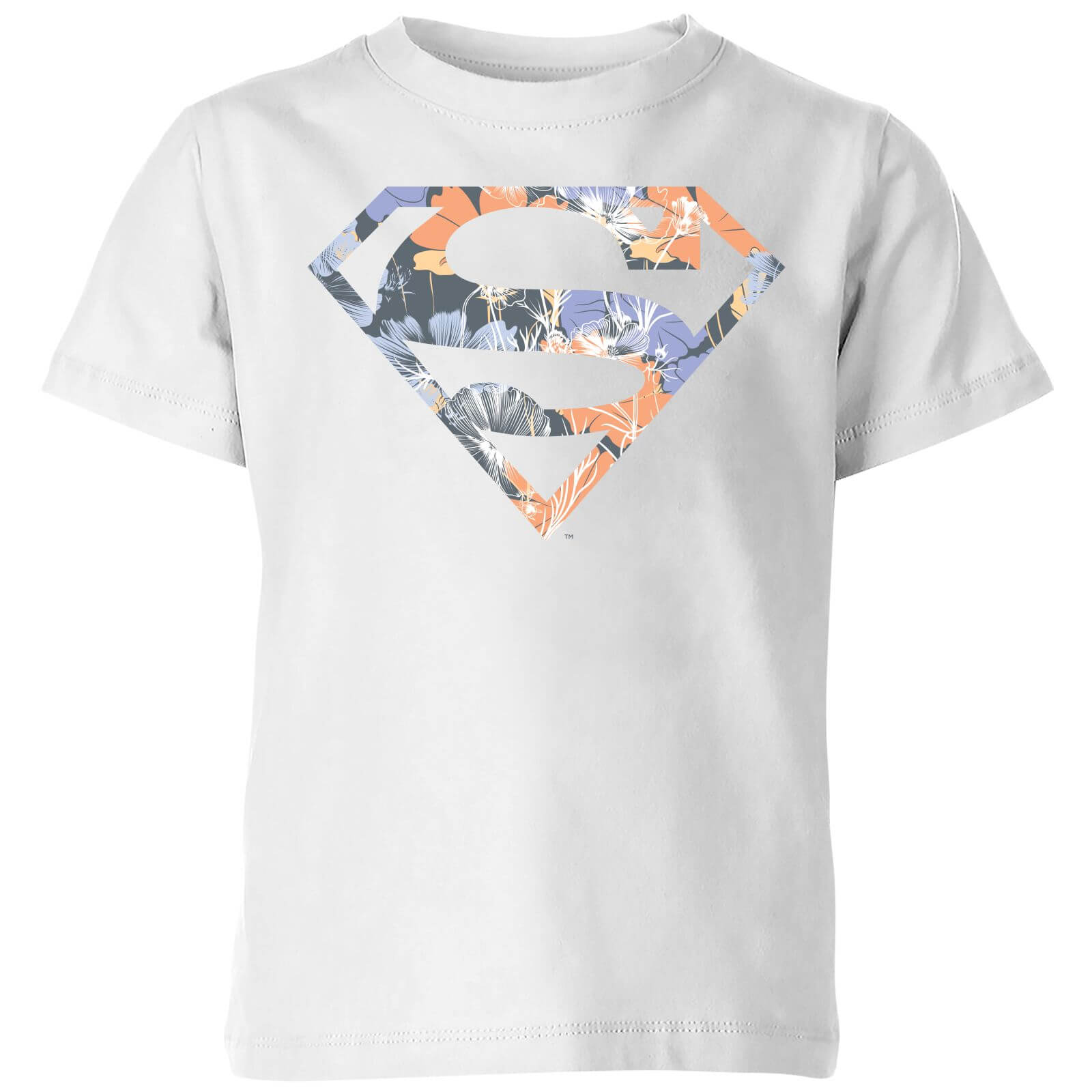 DC Comics DC Originals Floral Superman Kids' T-Shirt - White - 7-8 Years - White