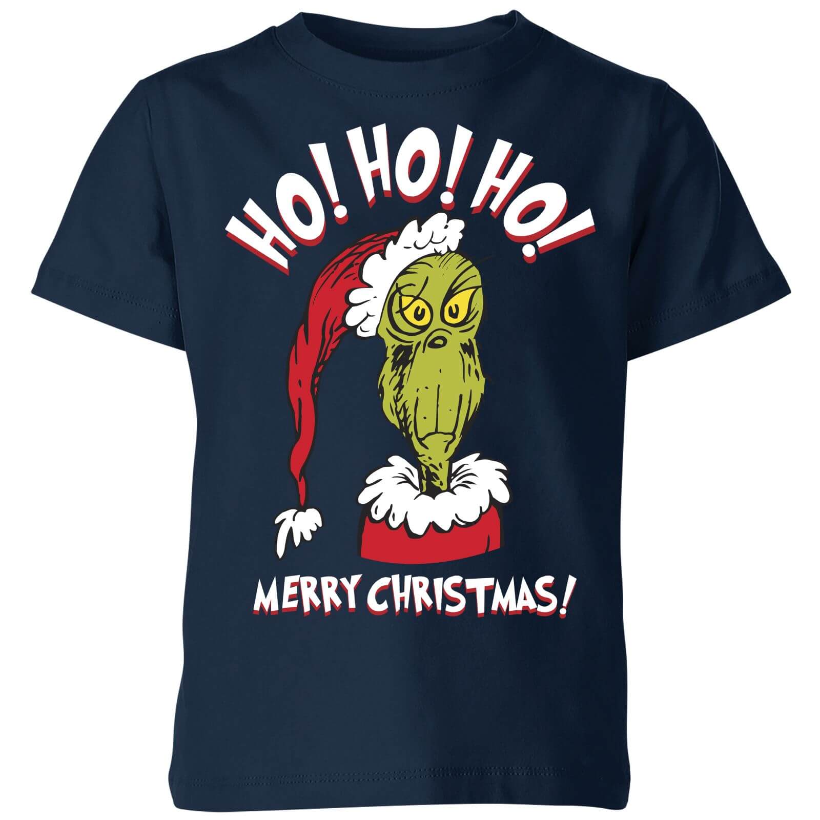 Dr. Seuss The Grinch Ho Ho Ho Kids Christmas T-Shirt - Navy - 3-4 Years - Navy