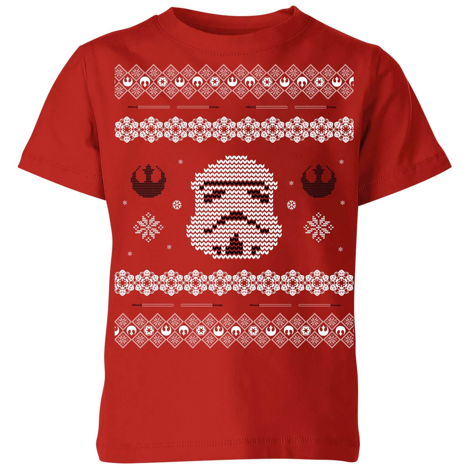 Star Wars Stormtrooper Knit Kids' Christmas T-Shirt - Red - 7-8 Years - Red