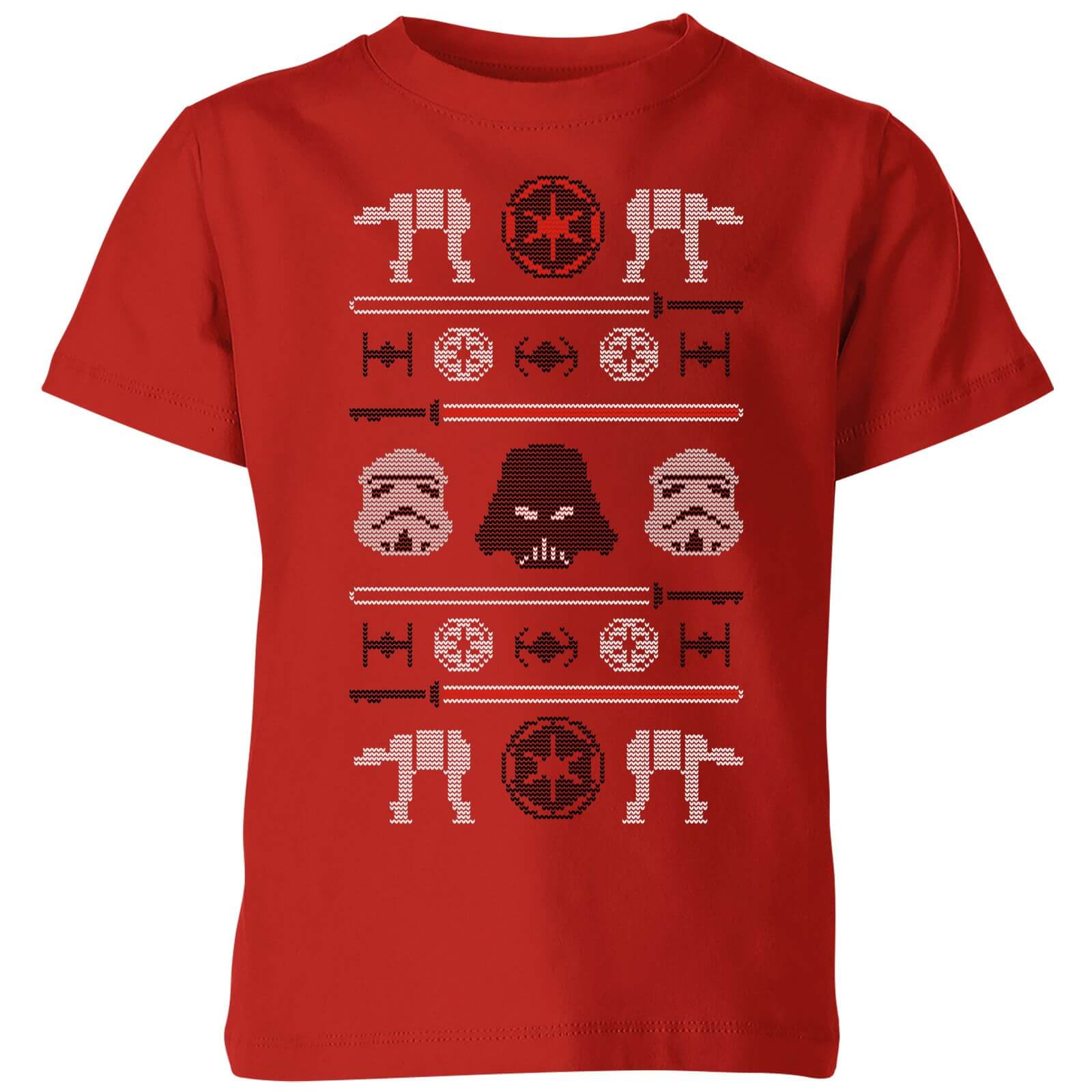 Star Wars Imperial Knit Kids' Christmas T-Shirt - Red - 7-8 Years - Red