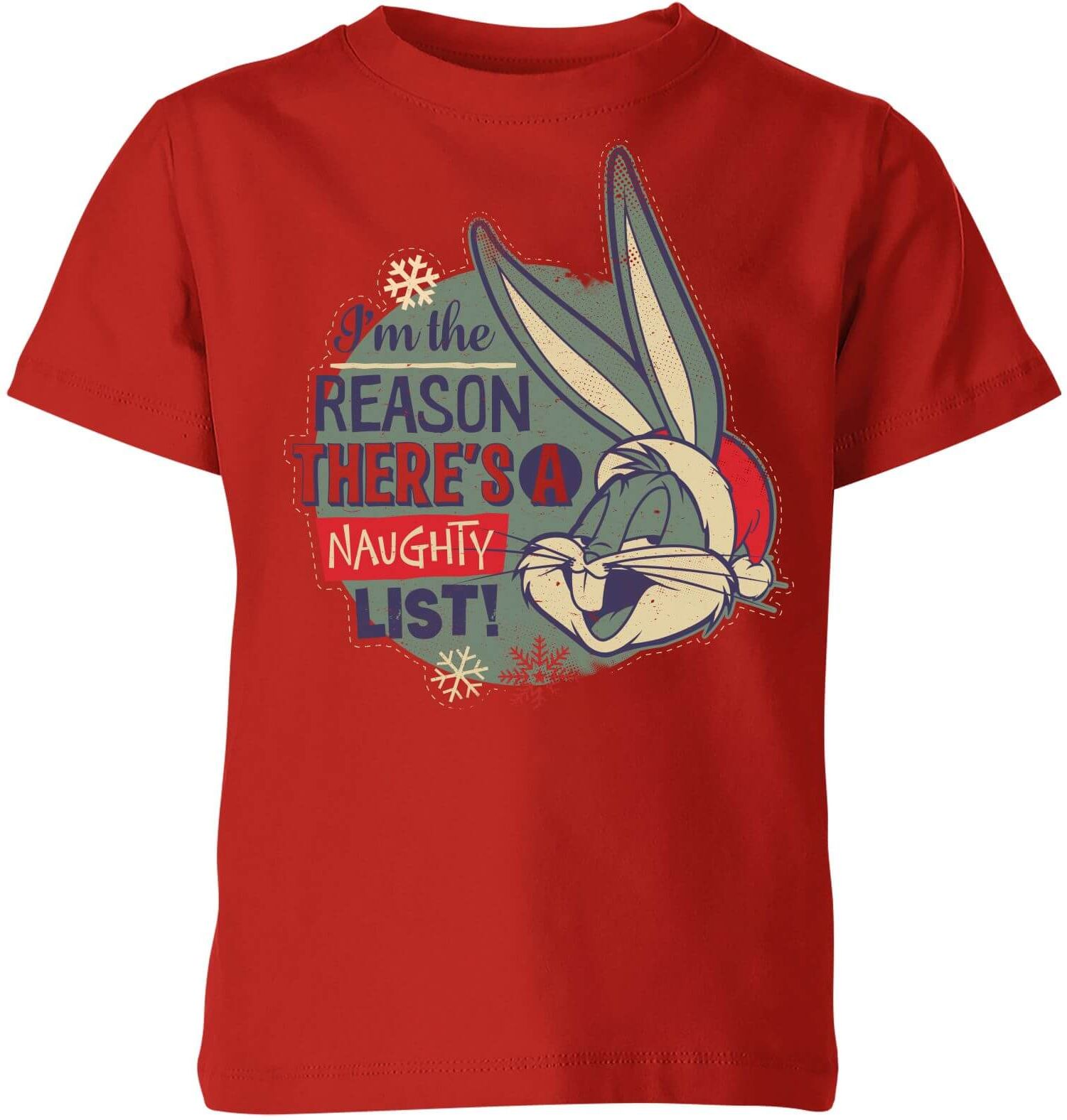 Looney Tunes I'm The Reason There Is A Naughty List Kids' Christmas T-Shirt - Red - 5-6 Years - Red