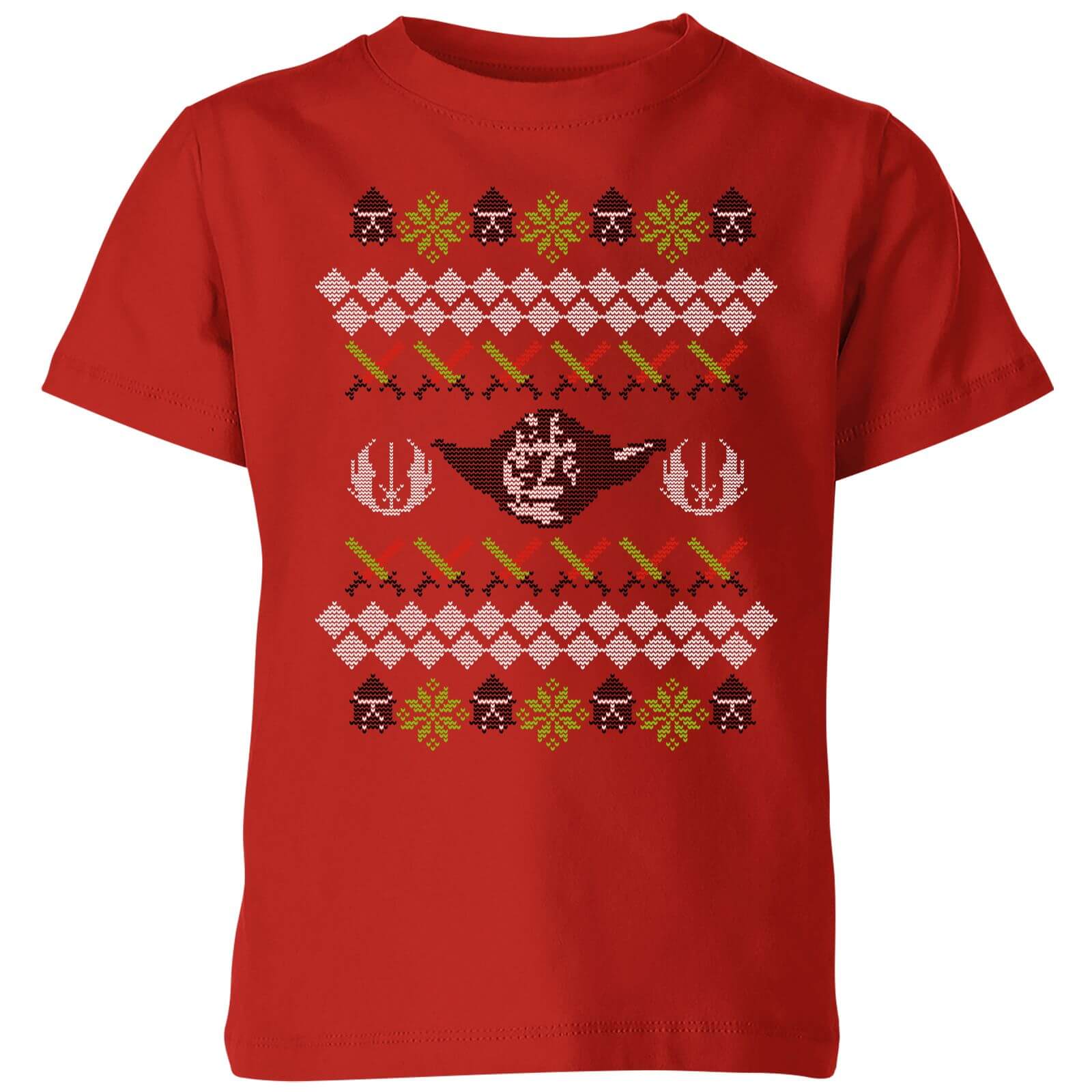 Star Wars Yoda Knit Kids' Christmas T-Shirt - Red - 7-8 Years - Red
