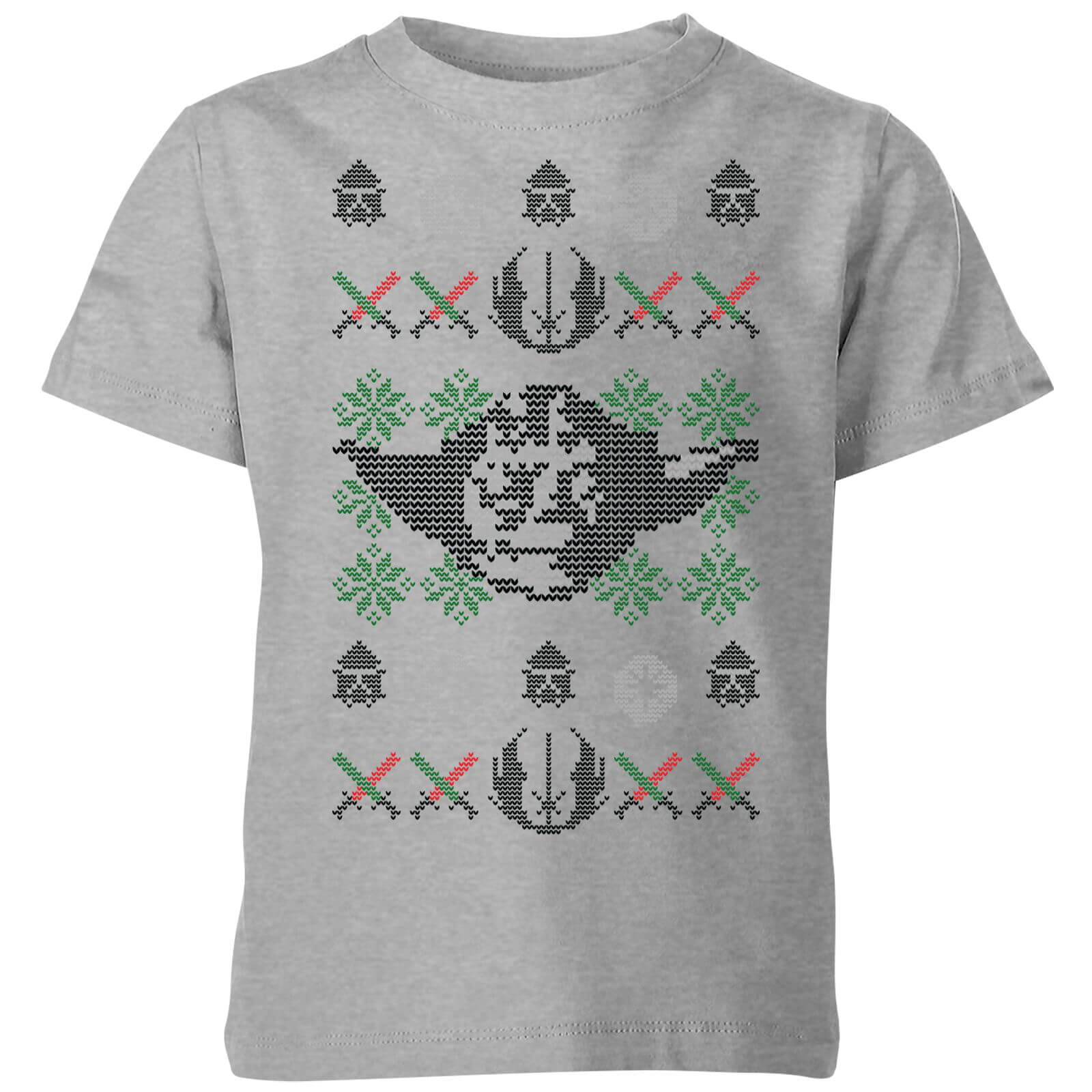 Star Wars Yoda Face Knit Kids' Christmas T-Shirt - Grey - 9-10 Years - Grey