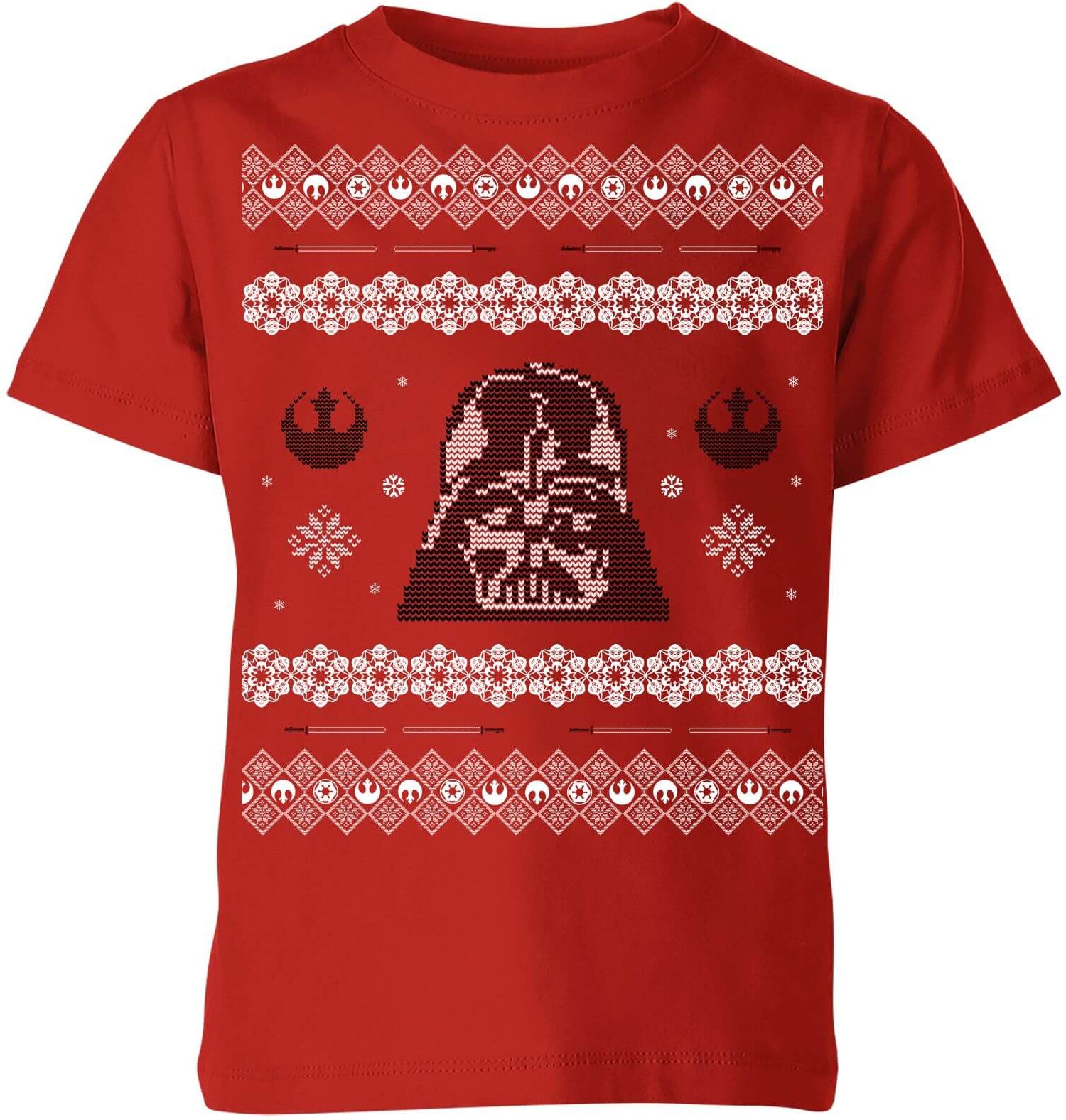 Star Wars Darth Vader Knit Kids' Christmas T-Shirt - Red - 7-8 Years - Red