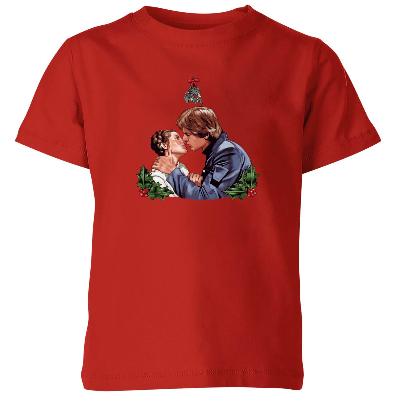 Star Wars Mistletoe Kiss Kids' Christmas T-Shirt - Red - 7-8 Years - Red