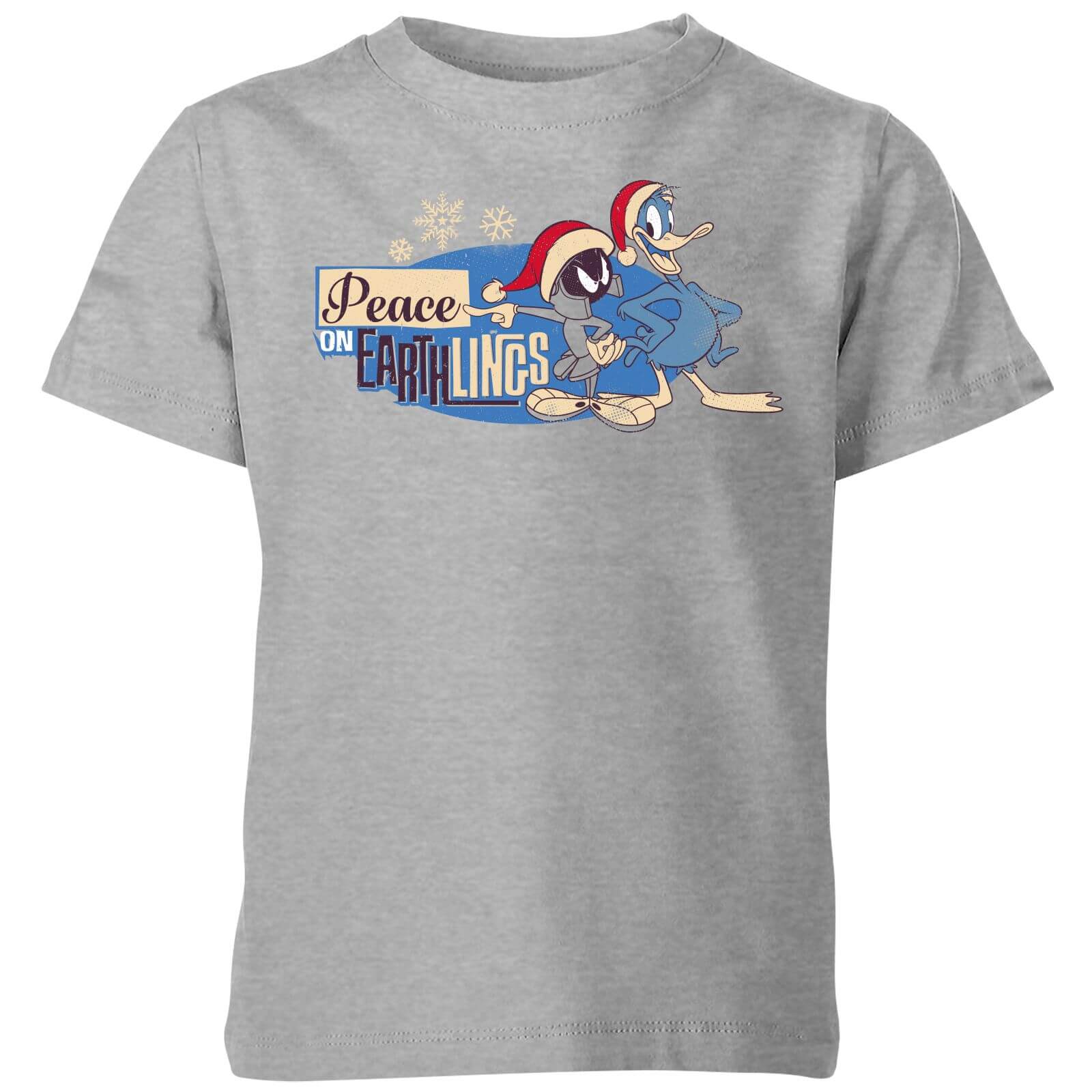 Looney Tunes Peace Among Earthlings Kids' Christmas T-Shirt - Grey - 7-8 Years - Grey