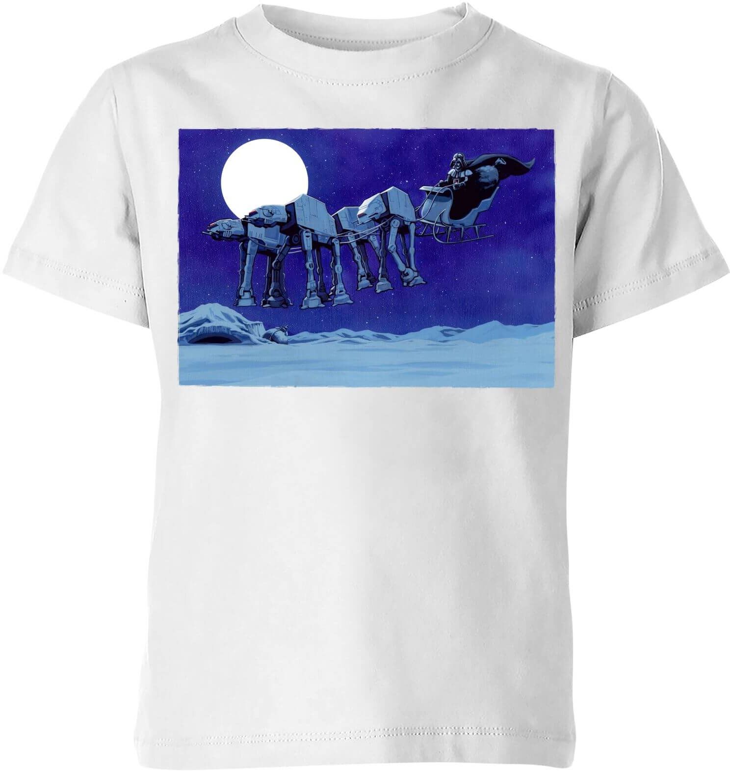 Star Wars AT-AT Darth Vader Sleigh Kids' Christmas T-Shirt - White - 7-8 Years - White