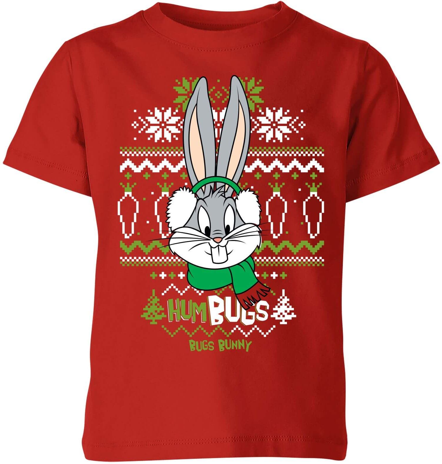 Looney Tunes Bugs Bunny Knit Kids' Christmas T-Shirt - Red - 5-6 Years - Red