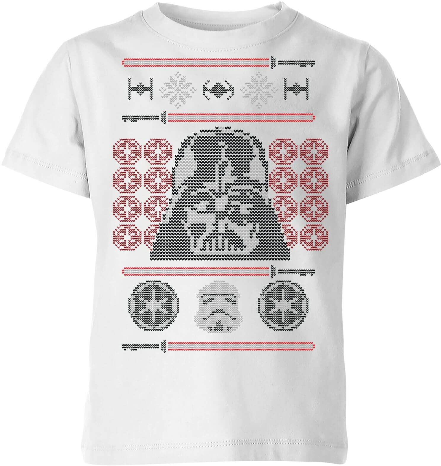 Star Wars Darth Vader Face Knit Kids' Christmas T-Shirt - White - 11-12 Years - White