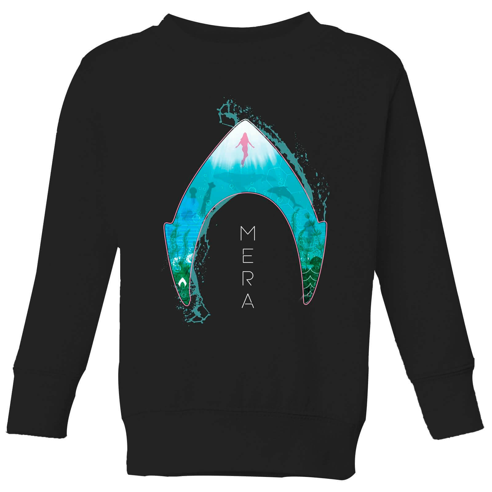 DC Comics Aquaman Mera Logo Kids' Sweatshirt - Black - 7-8 Years - Black