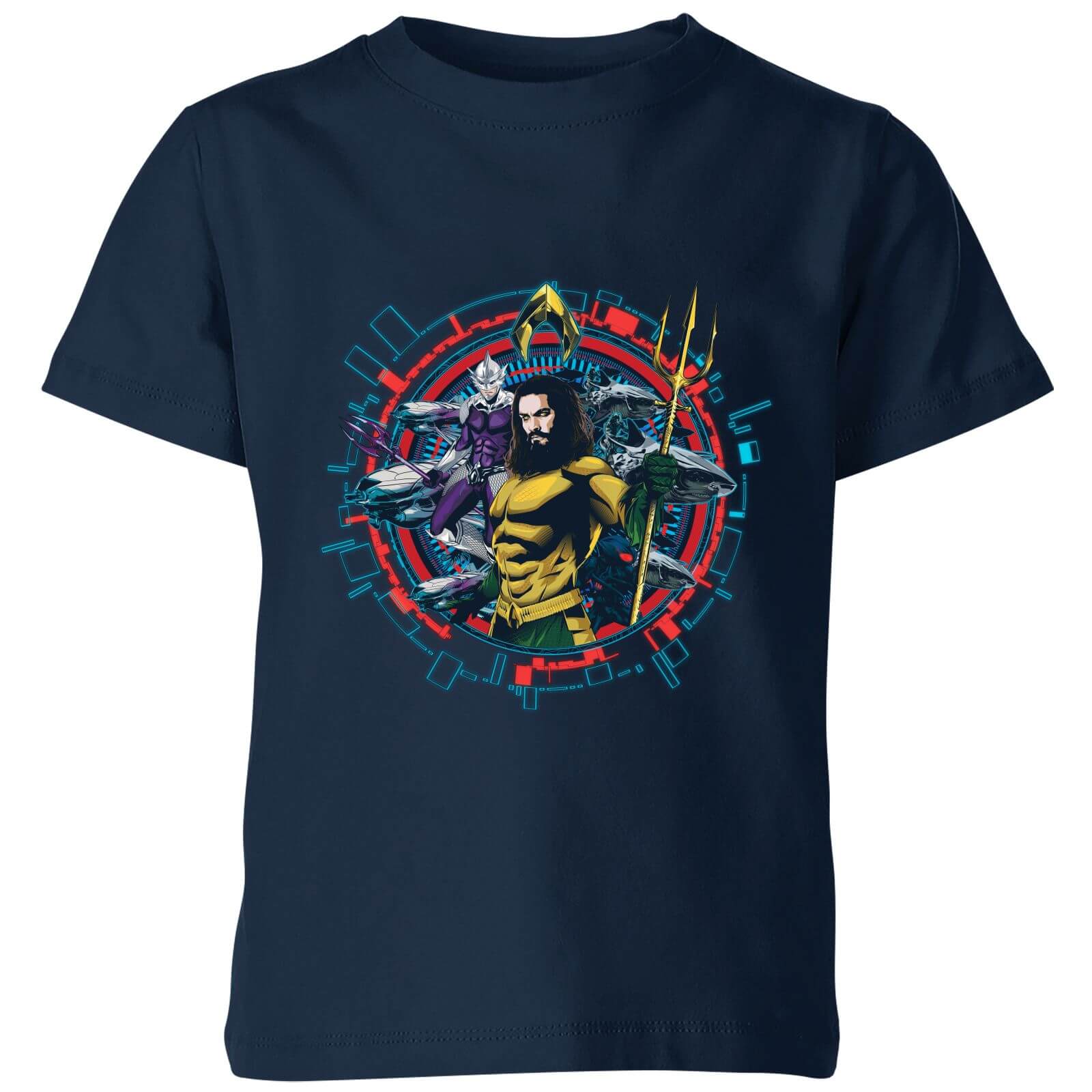 DC Comics Aquaman Circular Portrait Kids' T-Shirt - Navy - 3-4 Years - Navy