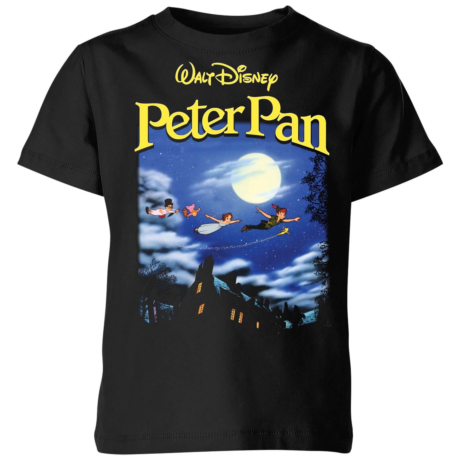 Disney Peter Pan Cover Kids' T-Shirt - Black - 5-6 Years - Black