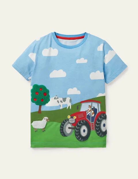 Mini Vehicle Scene T-shirt Surfboard Blue Farm Boys Boden Cotton Size: 5-6y