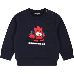 Dsquared2 Blue Sweatshirt For Baby Boy With Logo And Print - Blue - unisex - Size: 09 Mo